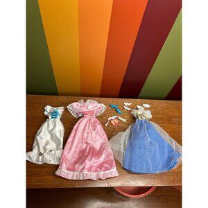 1990s vintage Barbie outfits 3 gowns dresses and assesories clothes collectable